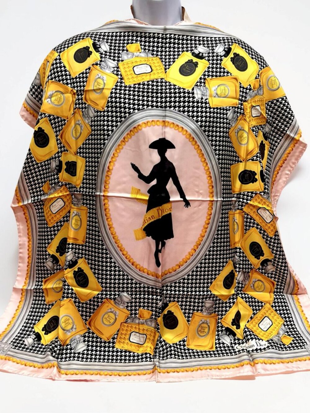 Miss Dior Eau de Parfum Christian Dior 100% Silk Satin Scarf  34" pink gold (30 - Picture 2 of 16